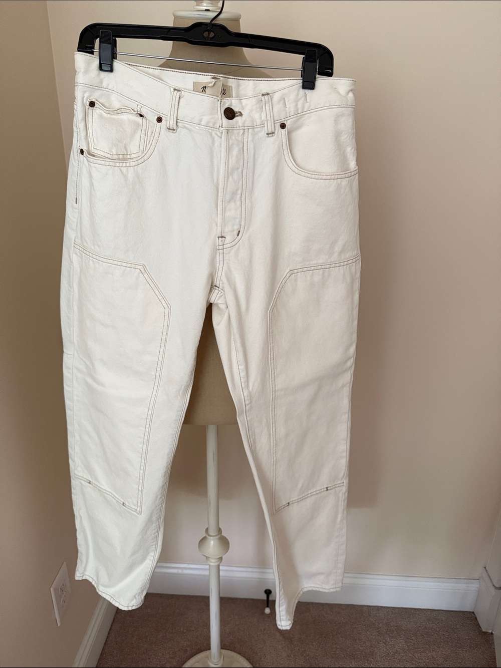 Madewell Off-White Denim Jeans with Contrast Stitching